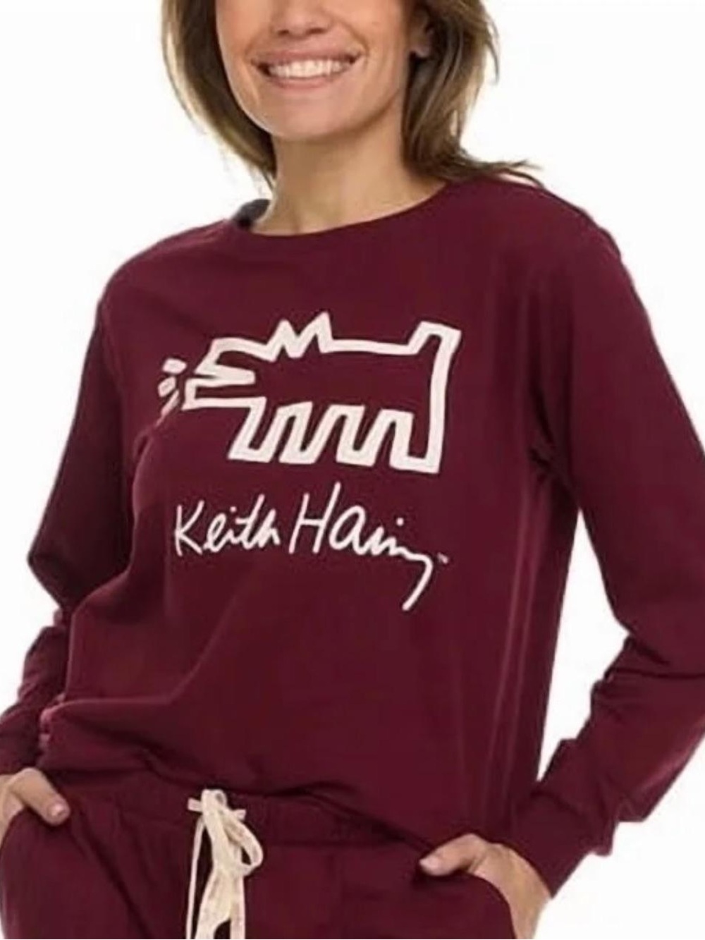 Keith Haring Maroon Graphic Sweatshirt Small